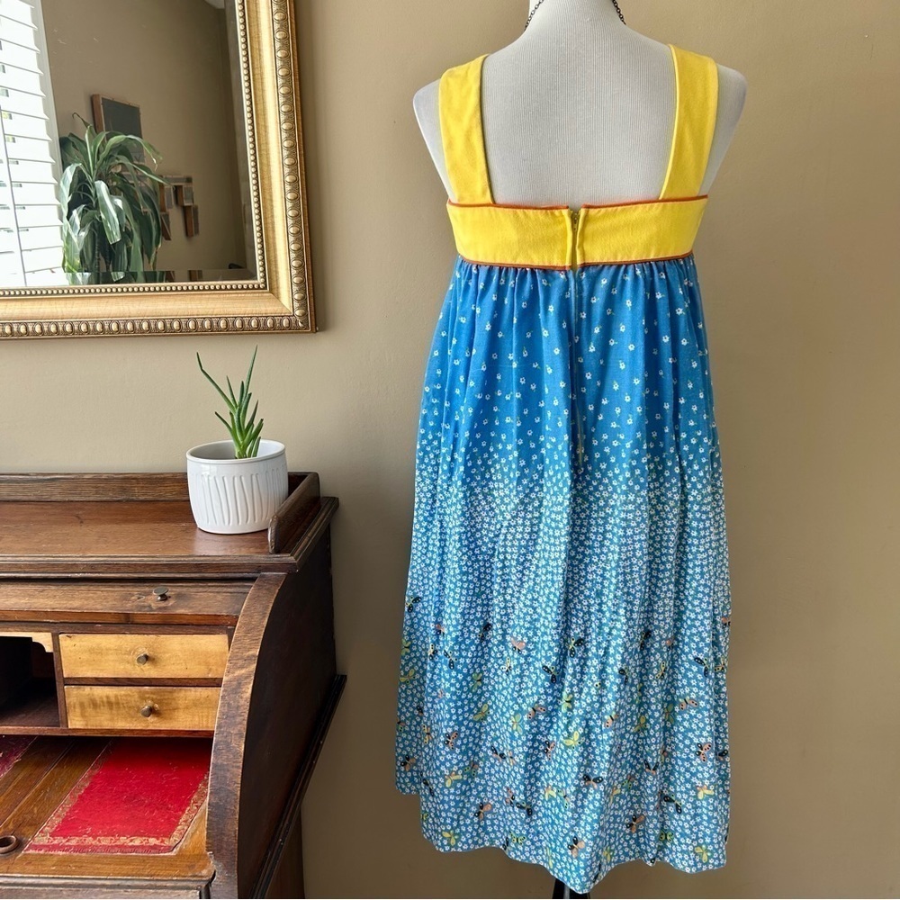 Vintage Page Boy Dallas Maternity Dress Baby Doll Sleeveless Butterfly Floral M - Picture 7 of 14